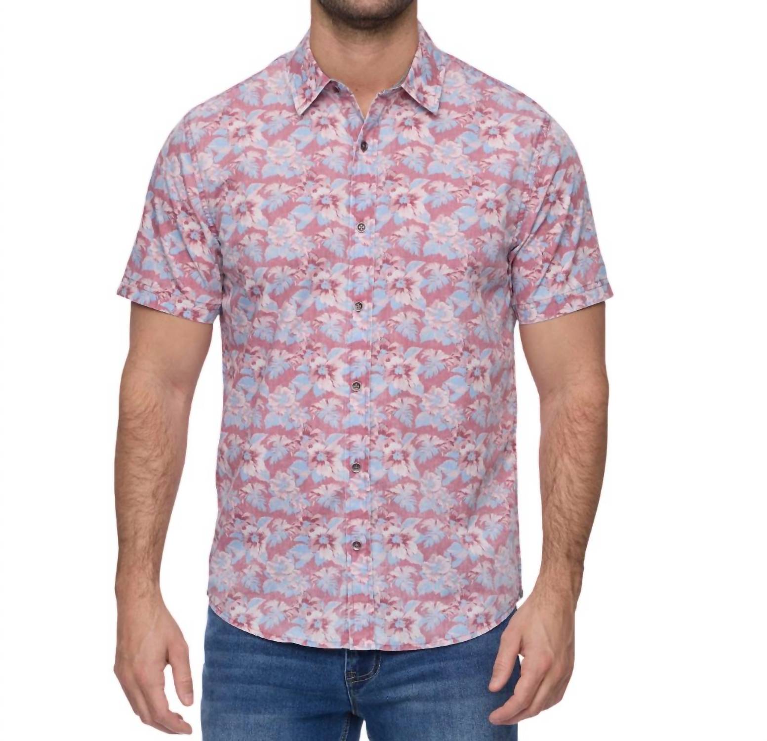 Flags & Anthem - Harrington Short Sleeve Vintage Soft Floral Print Shirt Top