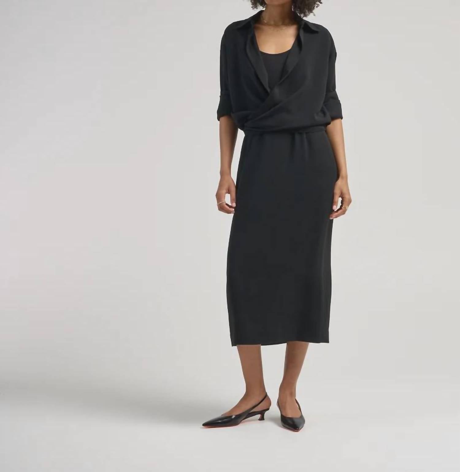 Lafayette 148 - Long Sleeve Convertible Maxi Dress