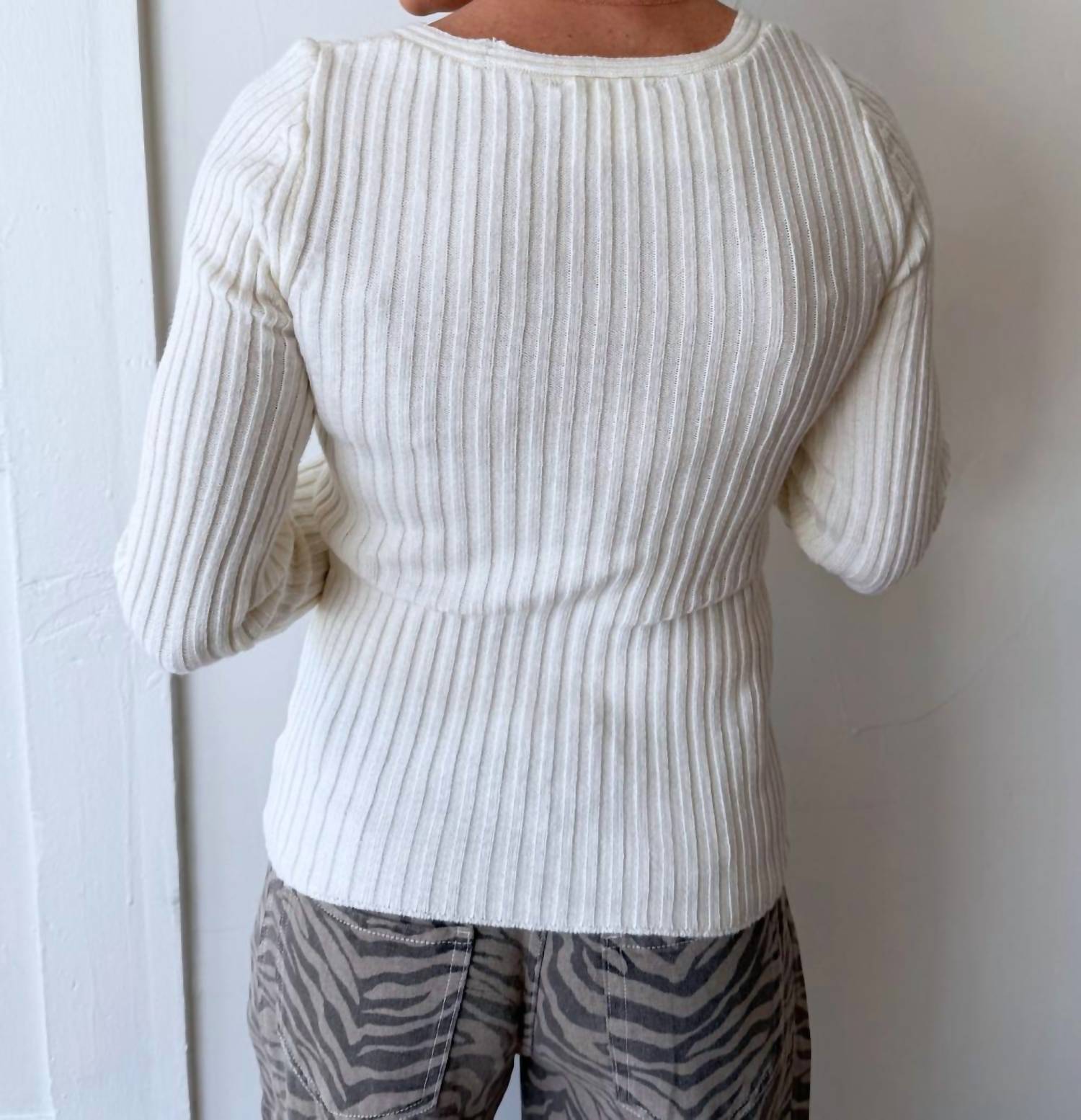 Mystree - Plunging V-neck Sweater Top