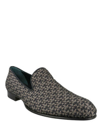 Brioni Men's Geometeric Pattern Slip-on Loafers in midnight blue beige - men's loafer - detail view