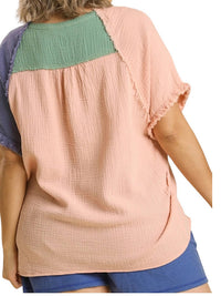 Umgee - Colorblock Short Sleeve Top - Plus