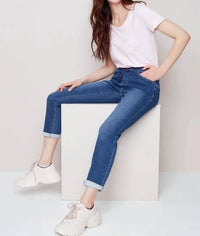 CHARLIE B Knit Denim Jogger in indigo - women's pants - view 4