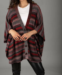 Saachi - Women’s Striped Knit Poncho Top