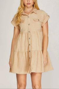 She + Sky - Button Down Corduroy Dress