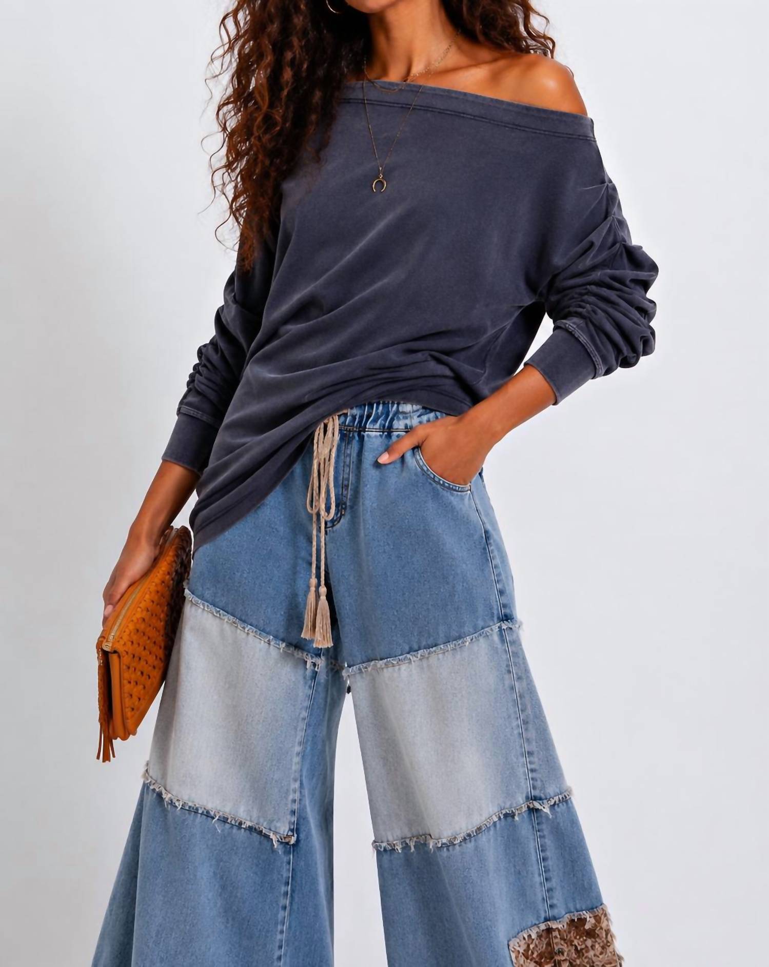 Little Secret Of Mine - Asymmetric Oversized Off-shoulder Tunic