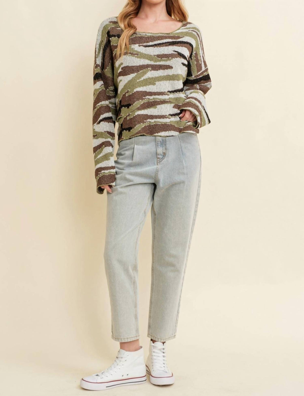 Cloud Ten - Camo Boat Neck Sweater