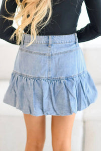 Mable - It Girl Denim Bubble Mini Skirt