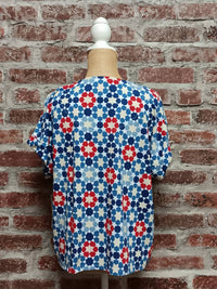 Multiples - Patriotic Short Sleeve Tie Waist Top