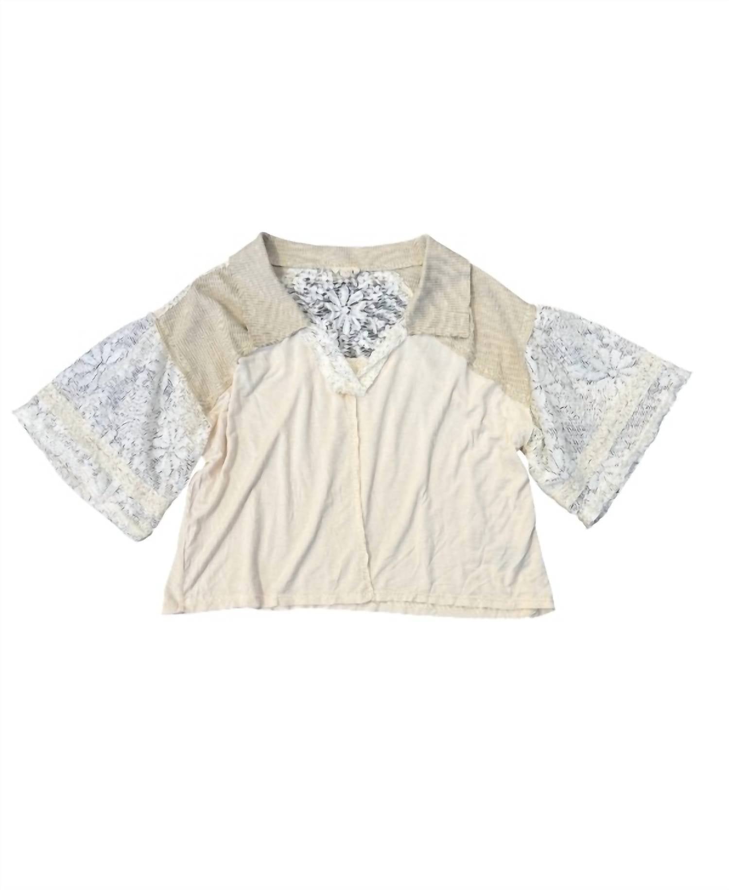 Pol - Women's Lace Ruffle Sleeve Top