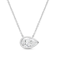 Diana M Jewels - Women's East West Pear Shape Bezel Lab-grown Diamond Pendant Necklace (9.00 Ctw)