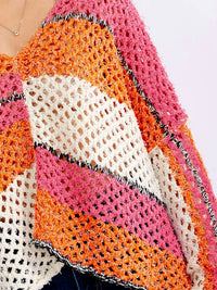 Little Secret Of Mine - Long Sleeve V-neck Colorblock Knit Sweater