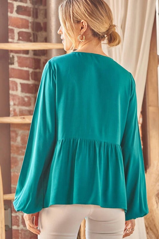 Andree By Unit - Embroidered Peplum Blouse