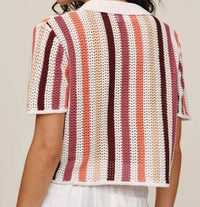 Bella Dahl - Short Sleeve Open Knit Button Down Top