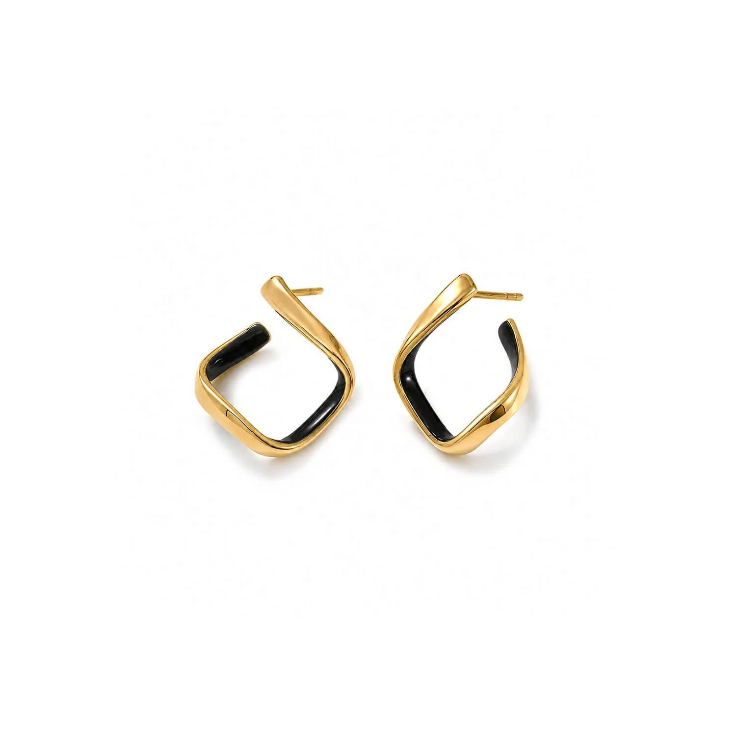 Gold & Honey - Women's Square Enamel Huggie Hoop Earrings