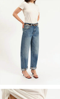 DAZE Venice Barrel Leg Jeans in the blues 2 - women's jeans - alternate view