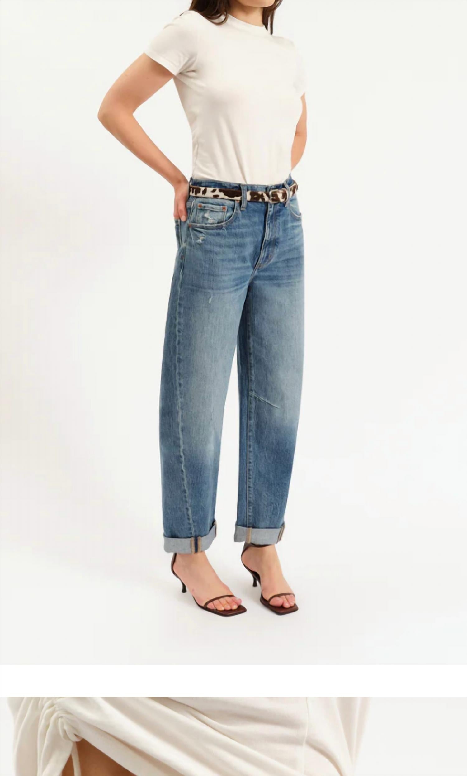 DAZE Venice Barrel Leg Jeans in the blues 2 - women's jeans - alternate view