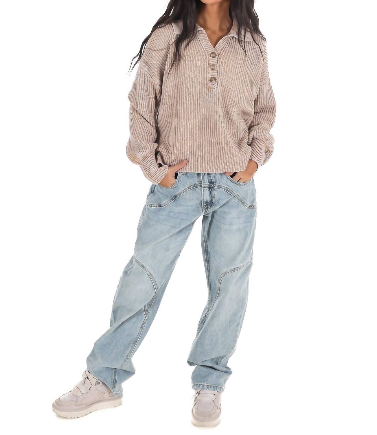 Zenana - Always on Point Collared Sweater