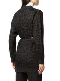 Valentino - Leopard Pattern Belted V Neck Cardigan