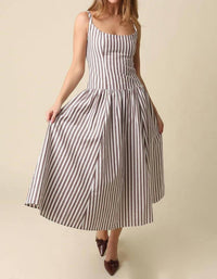 Olivaceous - Janet Stripe Flare Maxi Dress