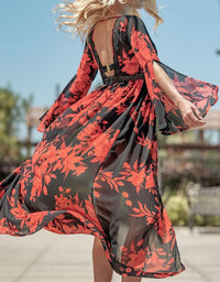 Trend:Notes - Floral Print Maxi Coverup Cardigan