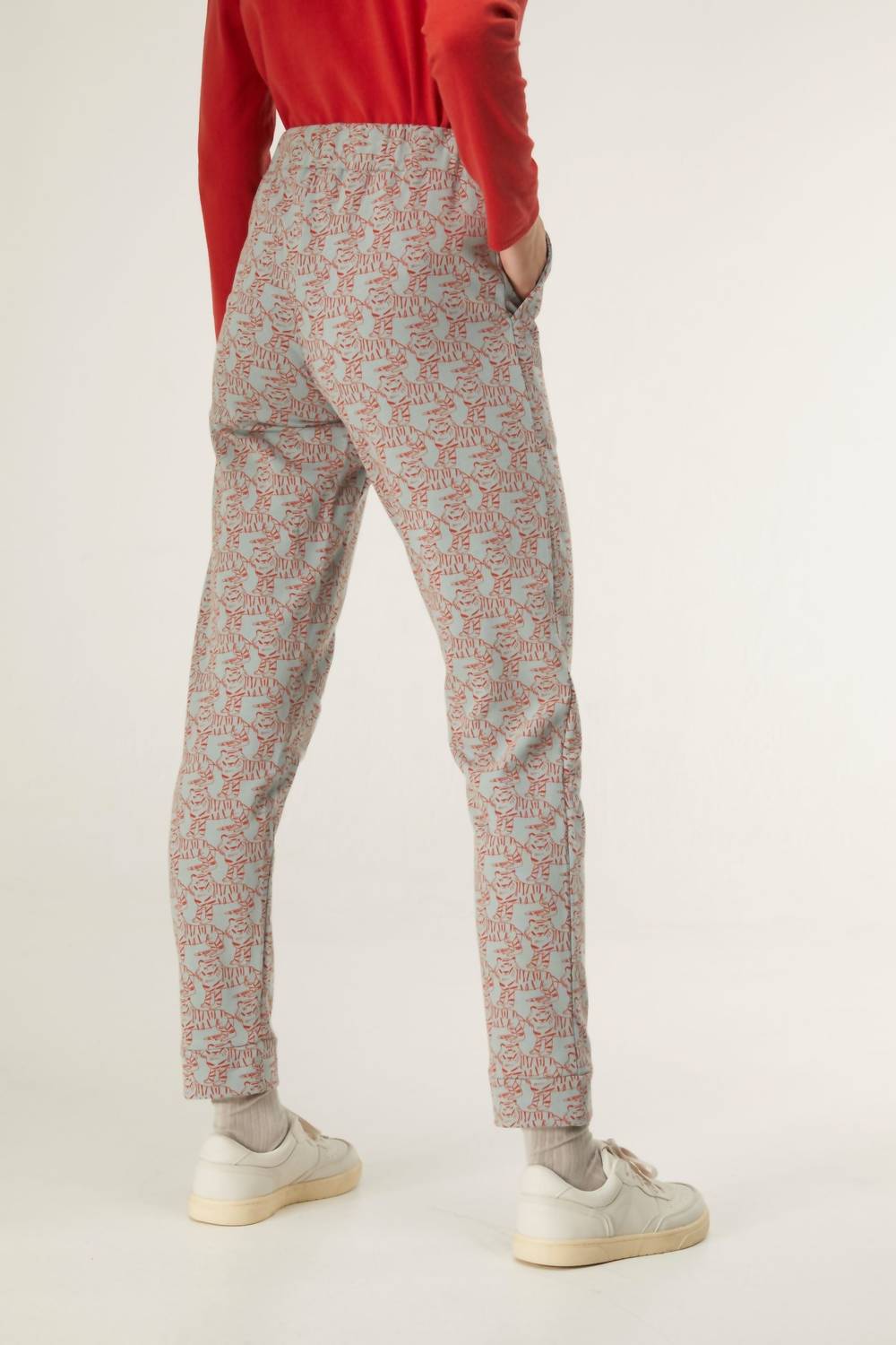 Compania Fantastica Cotton Terry Joggers in tiger print - women's pants - detail view