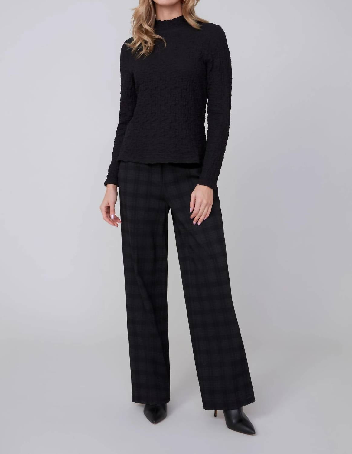 Renuar - Crinkle Mock Neck Top