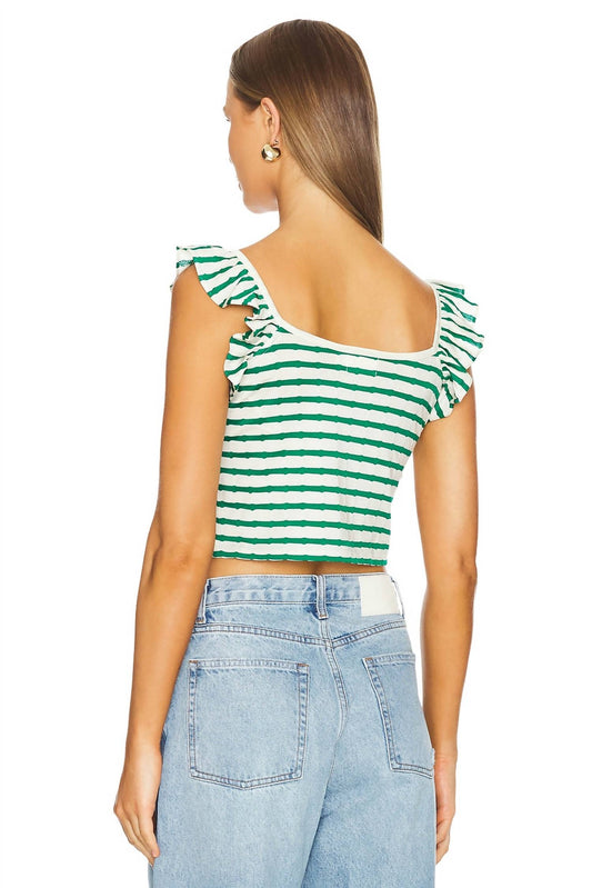 Nation Ltd - Rosa Stripe Ruffle Square Neck Top