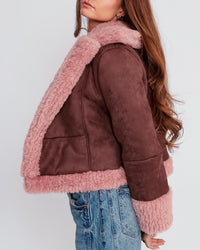 Pretty Garbage - Faux Suede Shearling Jacket