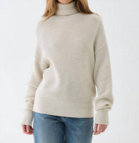 MAJESTIC FILATURES Merino Rib Semi Relaxed Long Sleeve Turtleneck Sweater in milk - women's sweater
