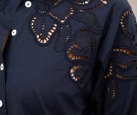Karen Kane - Long Sleeve Cutout Embroidery Shirt