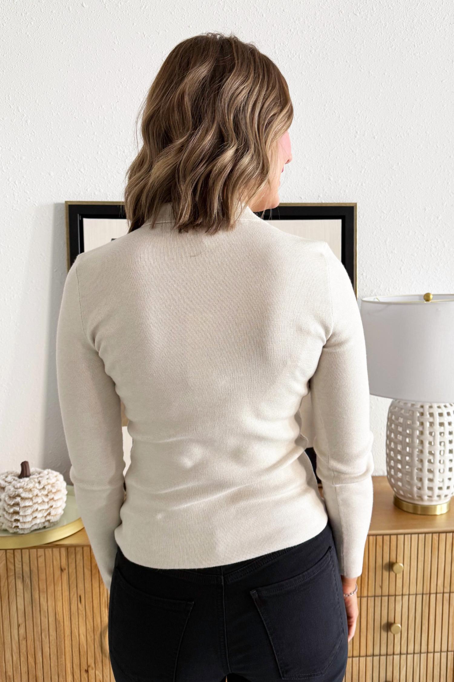 Thread & Supply Pamela Collared Sweater in bone white - women's sweater - alternate view