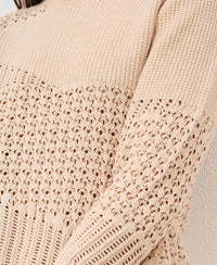 Tribal - Crochet Knit Three Quarter Sleeve Sweater