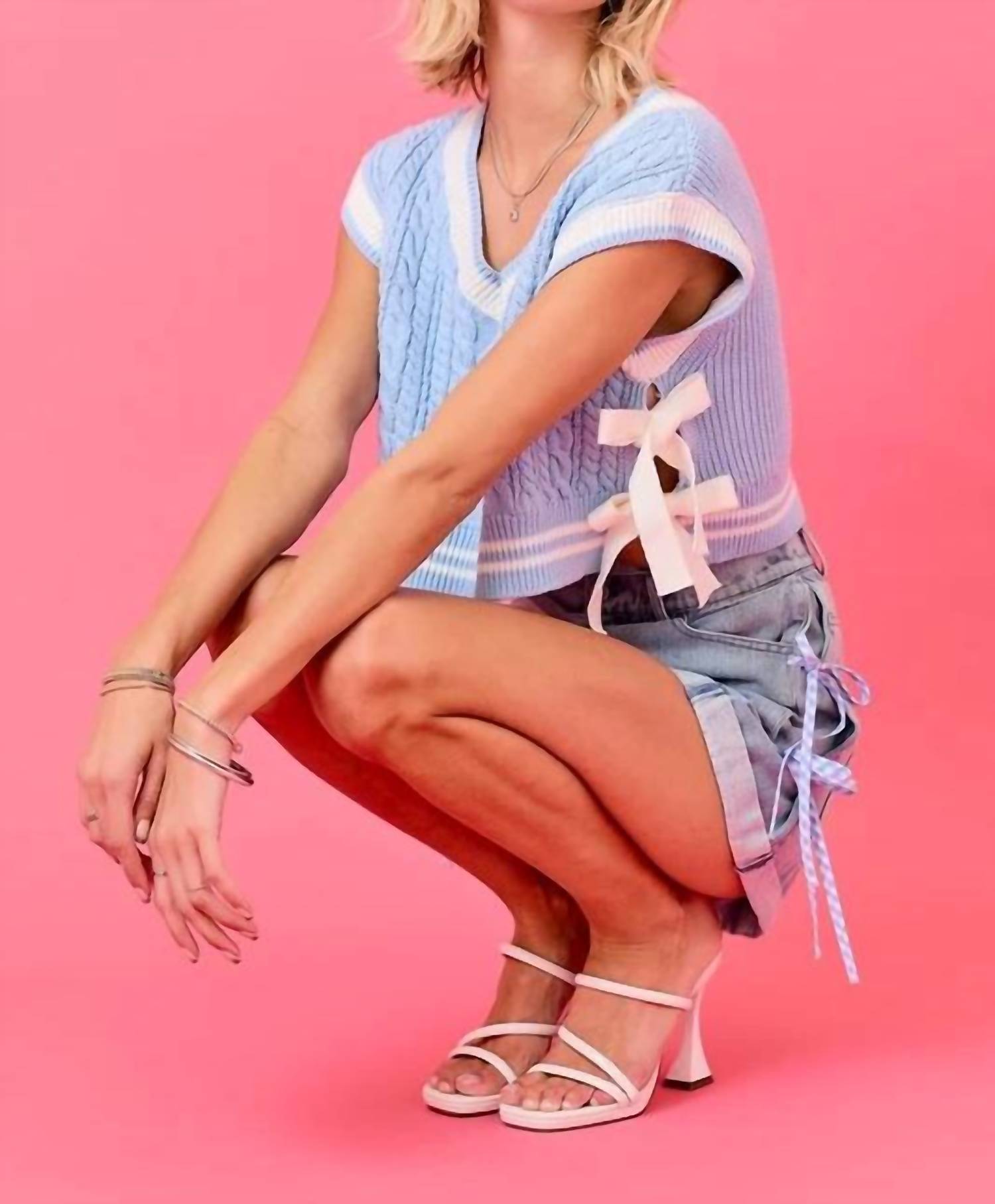 Day + Moon - Asymmetrical Waist Denim Shorts