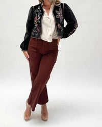 Modenaire - Floral Embroidered Bolero With Trim