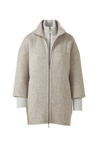 Kinross - Brushed Herringbone Zip Mock Coat