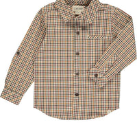 ME & HENRY Kid's Atwood Woven Shirt in gold plaid - kids' long sleeve top - alternate view