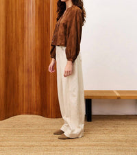FRNCH Pensee Glace Blouse in marron - women's blouse - detail view