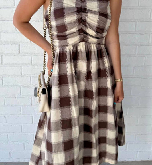Tcec - Women's Check Bow Midi Dress