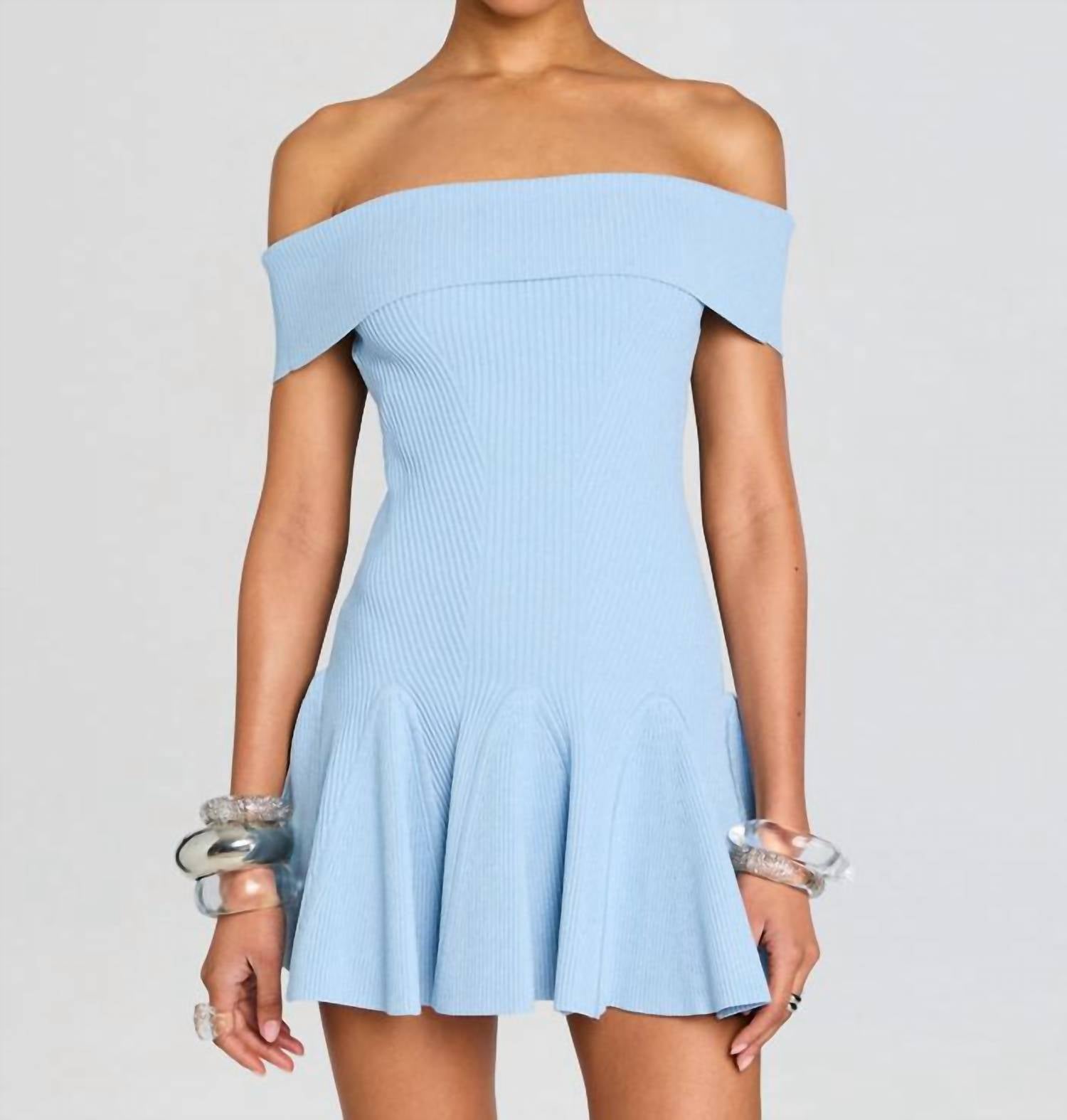 RETROFETE Erica Knit Dress in metallic powder blue - women's dress - view 4