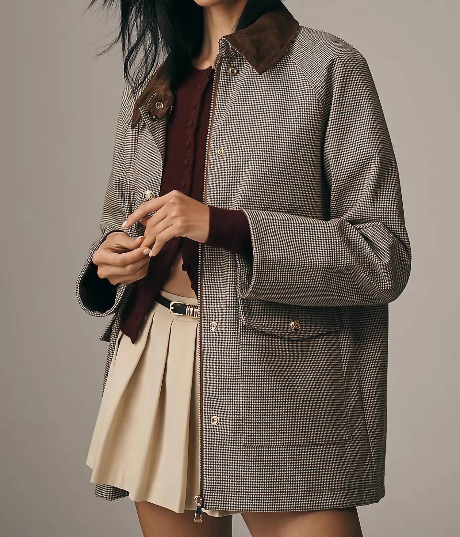 Rd Style - Patterned Corduroy Collar Jacket