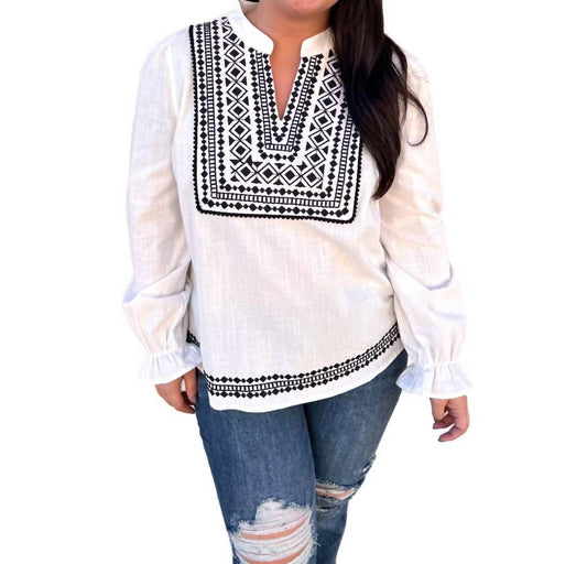 Judy Geometric Embroidered Top