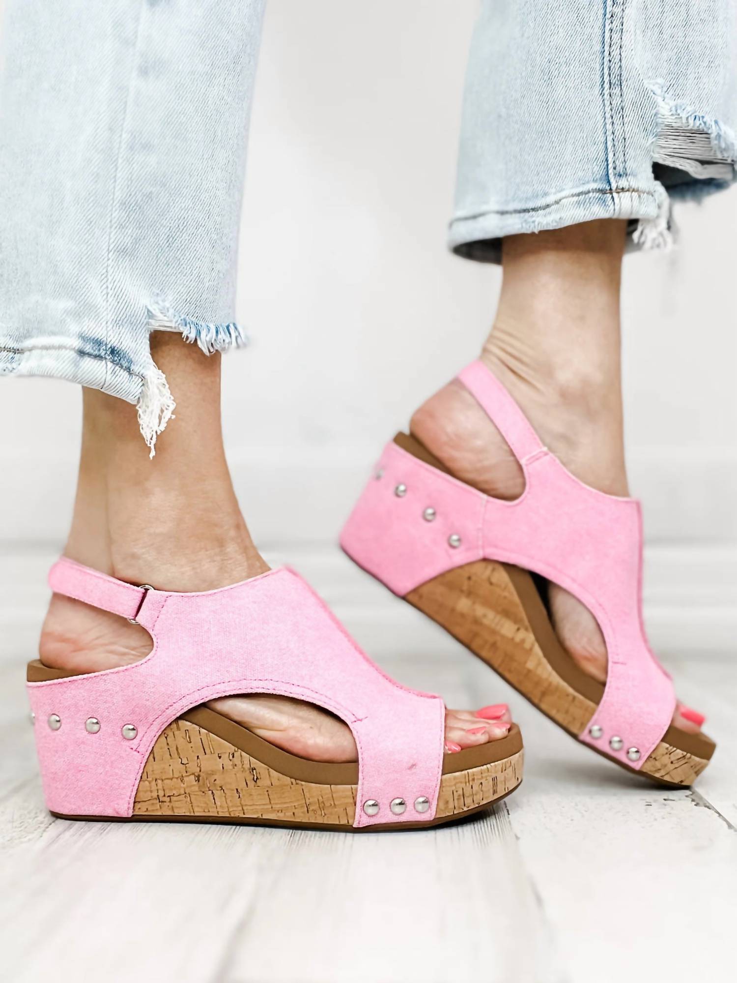 Corkys Footwear - Women's Canvas Carley Wedge Sandals