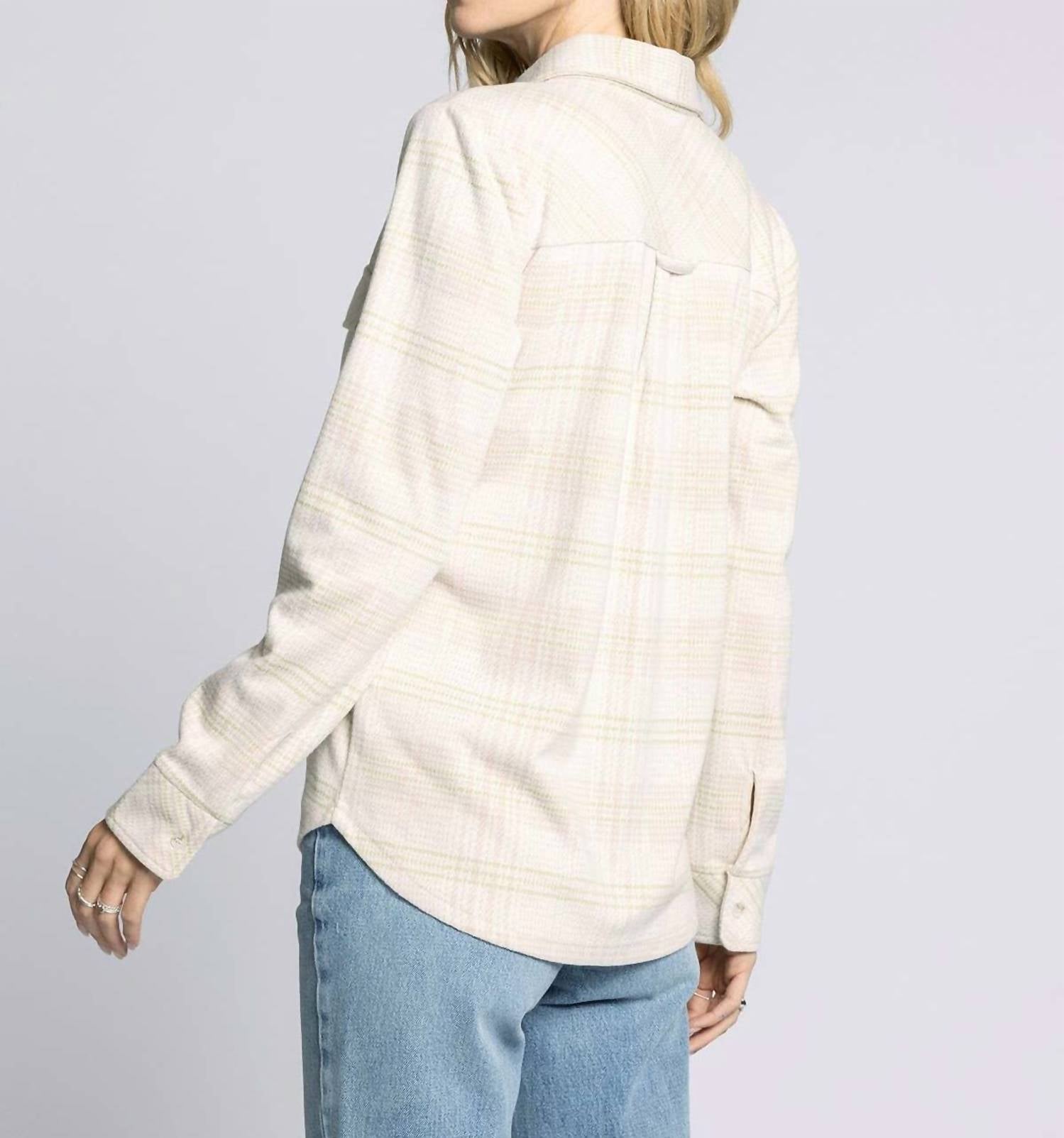 Thread & Supply Cassian Shacket in cream multi plaid - women's jacket - detail view
