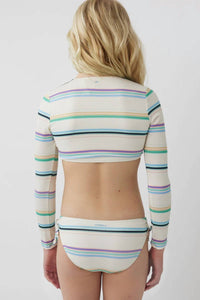 O'Neill - Girls Lowtide Pique Long Sleeve Crop Top Swim Set