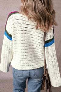 Trendsi - Floral Long Sleeve Drawstring Sweater