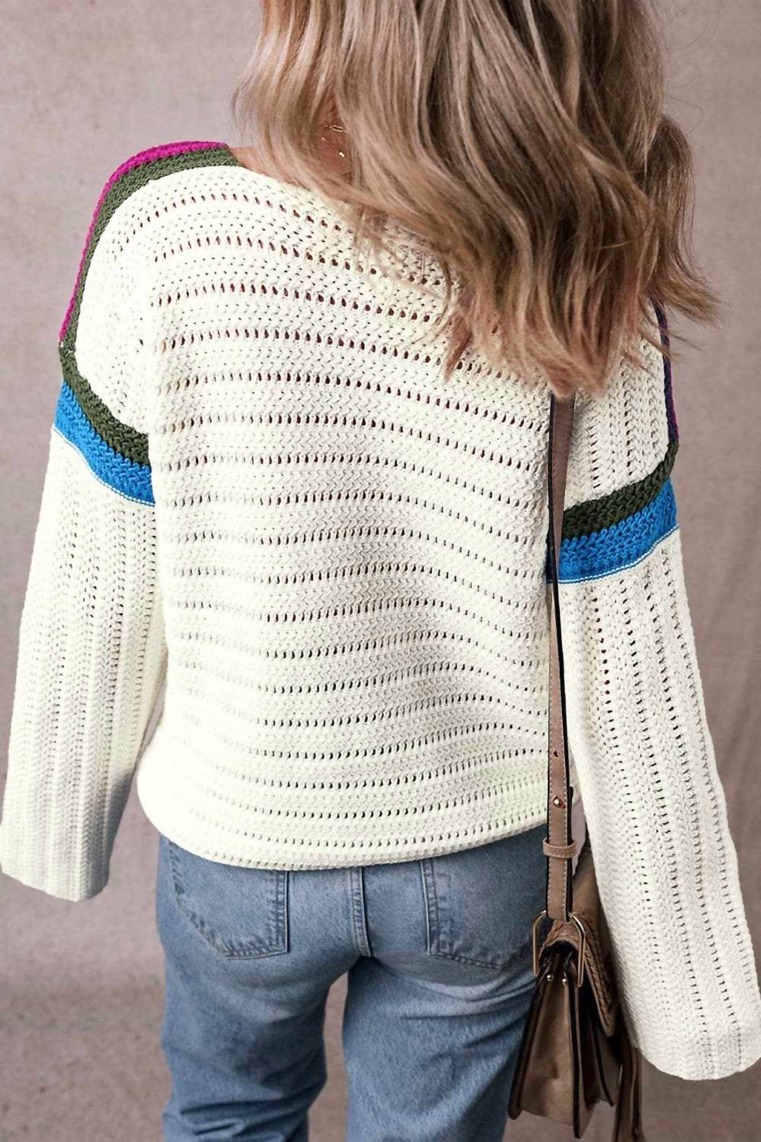 Trendsi - Floral Long Sleeve Drawstring Sweater