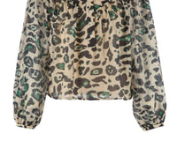 THE SHIRT Logan Long Sleeve Shirt in green leopard - women's long sleeve top - view 4