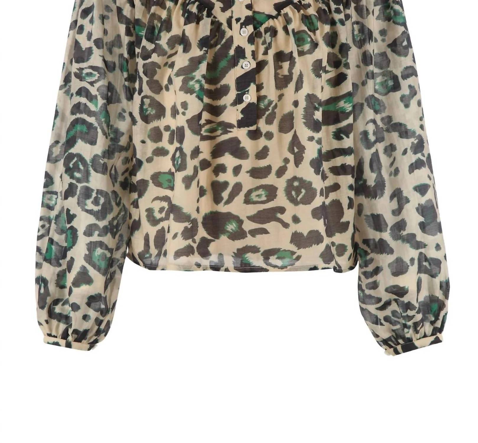 THE SHIRT Logan Long Sleeve Shirt in green leopard - women's long sleeve top - view 4