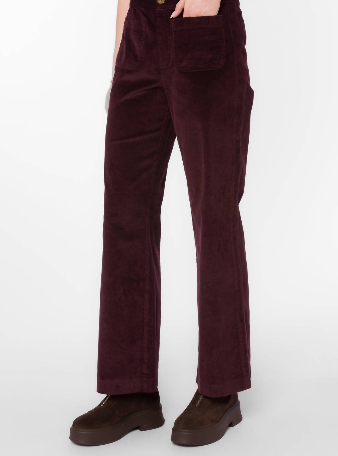 Velvet Heart Becker High Rise Flare Pant in deep plum - women's pants - alternate view