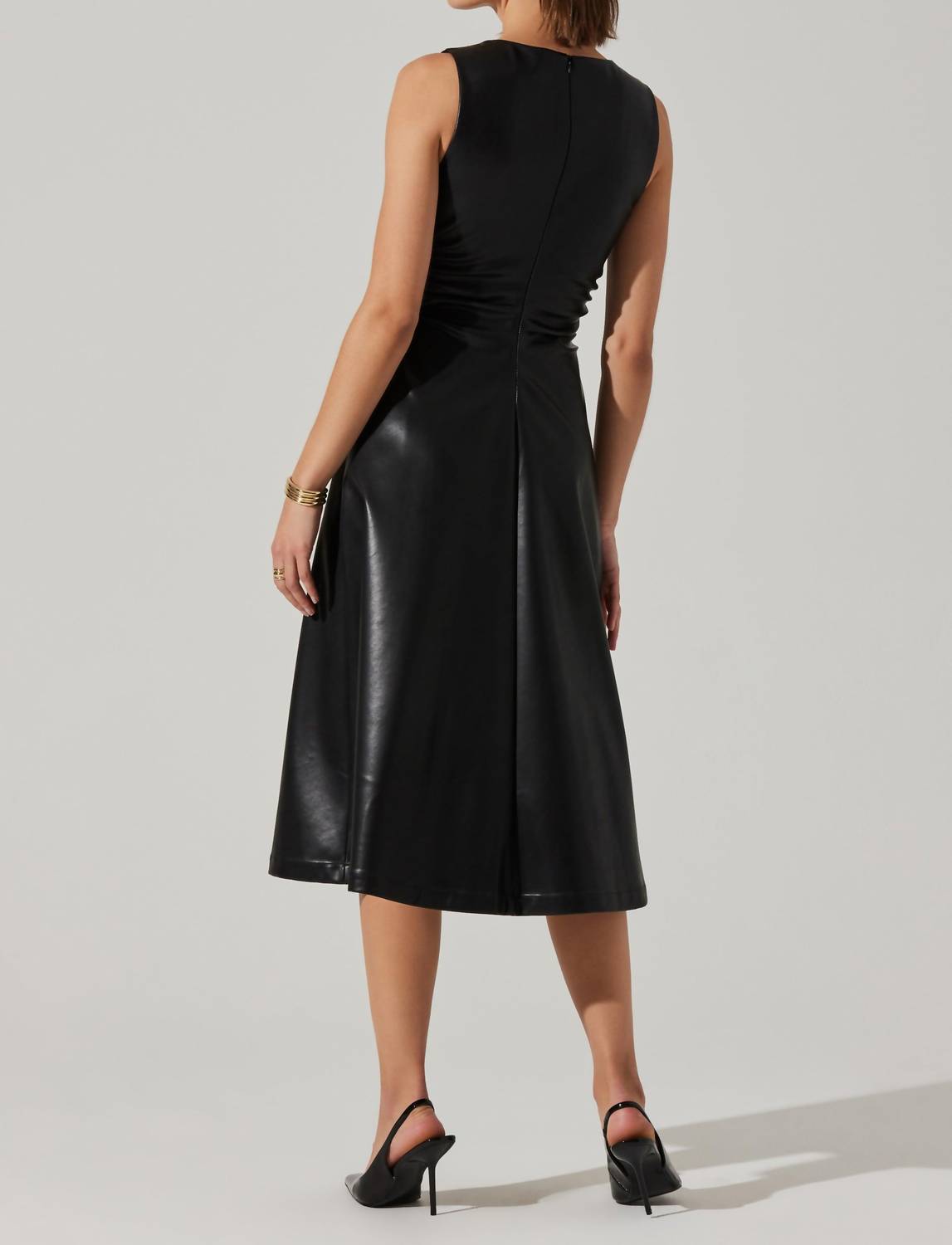 Astr - Omaira Faux Leather Midi Dress